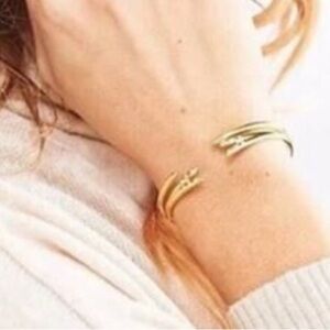 Michelle Campbell Gold Talon Bracelet Set Gold Cuff Bangles Stackable Designer